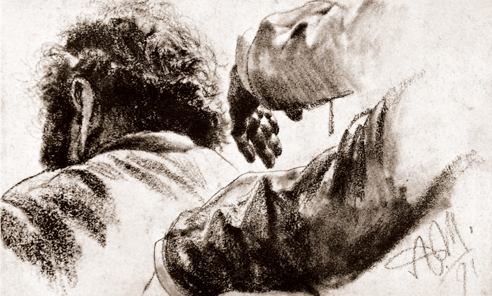  Adolpyh Von Menzel —— 头部与手臂的习作